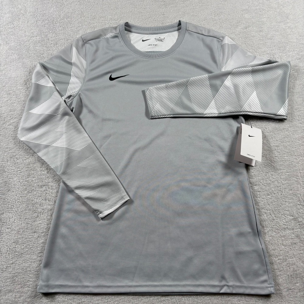 Nike Dri-Fit Soccer Goalkeeper Shirt Womens Medium Gray Swoosh Logo‎ Crewneck